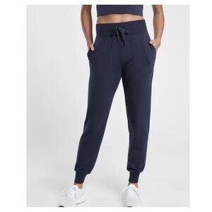 Athleta-XXS-navy blue-balance jogger, elastic waist with drawstring.